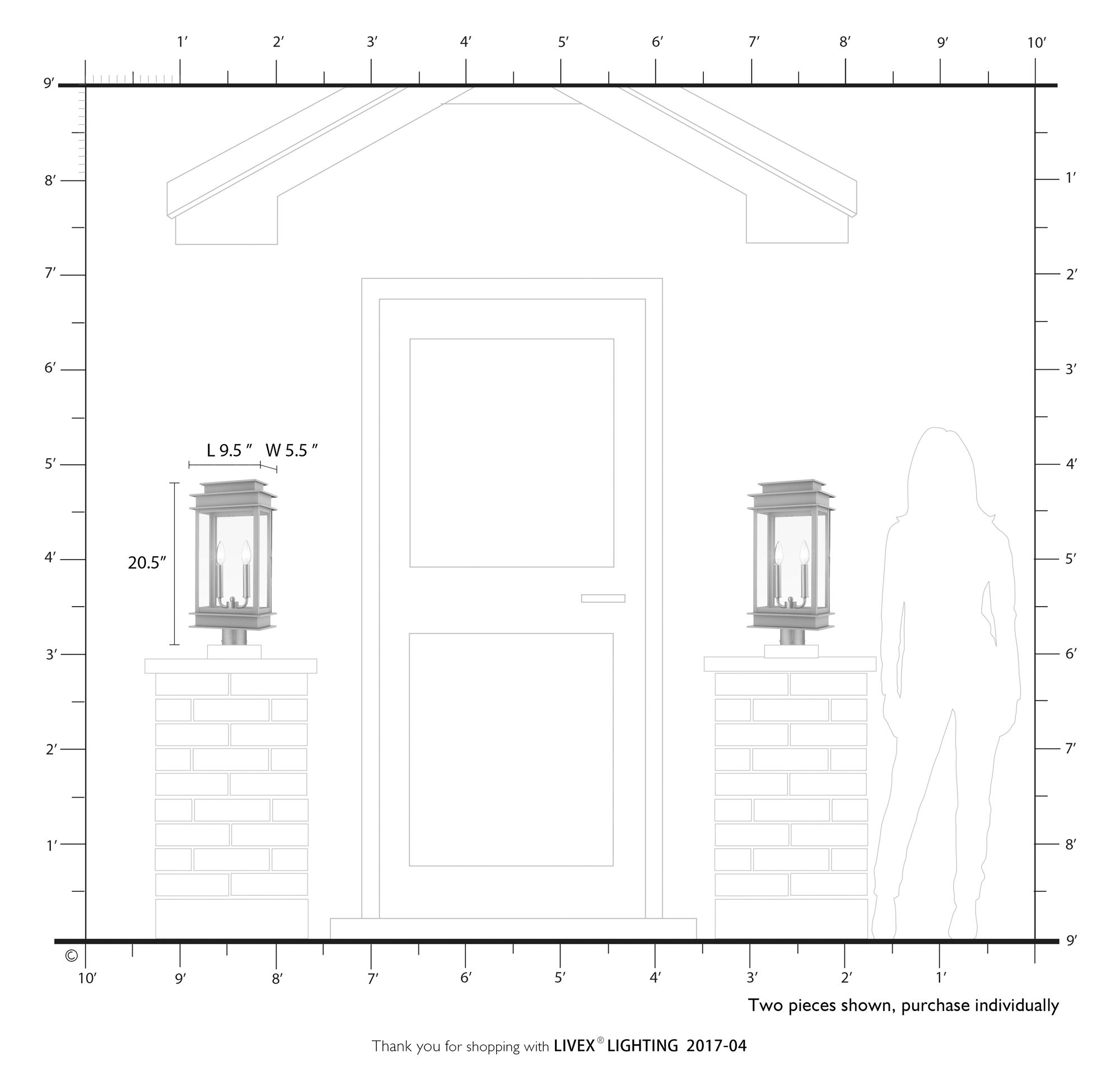 Princeton 2 Light Black Outdoor Large Post Top Lantern