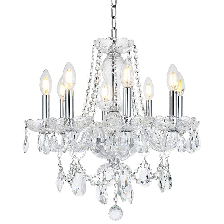 Princeton 20&quot; Wide Chrome and Crystal 8-Light Chandelier