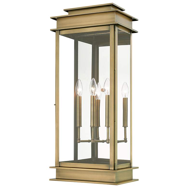 Image 2 Princeton 28 1/2"H Antique Brass 3-Light Outdoor Wall Light