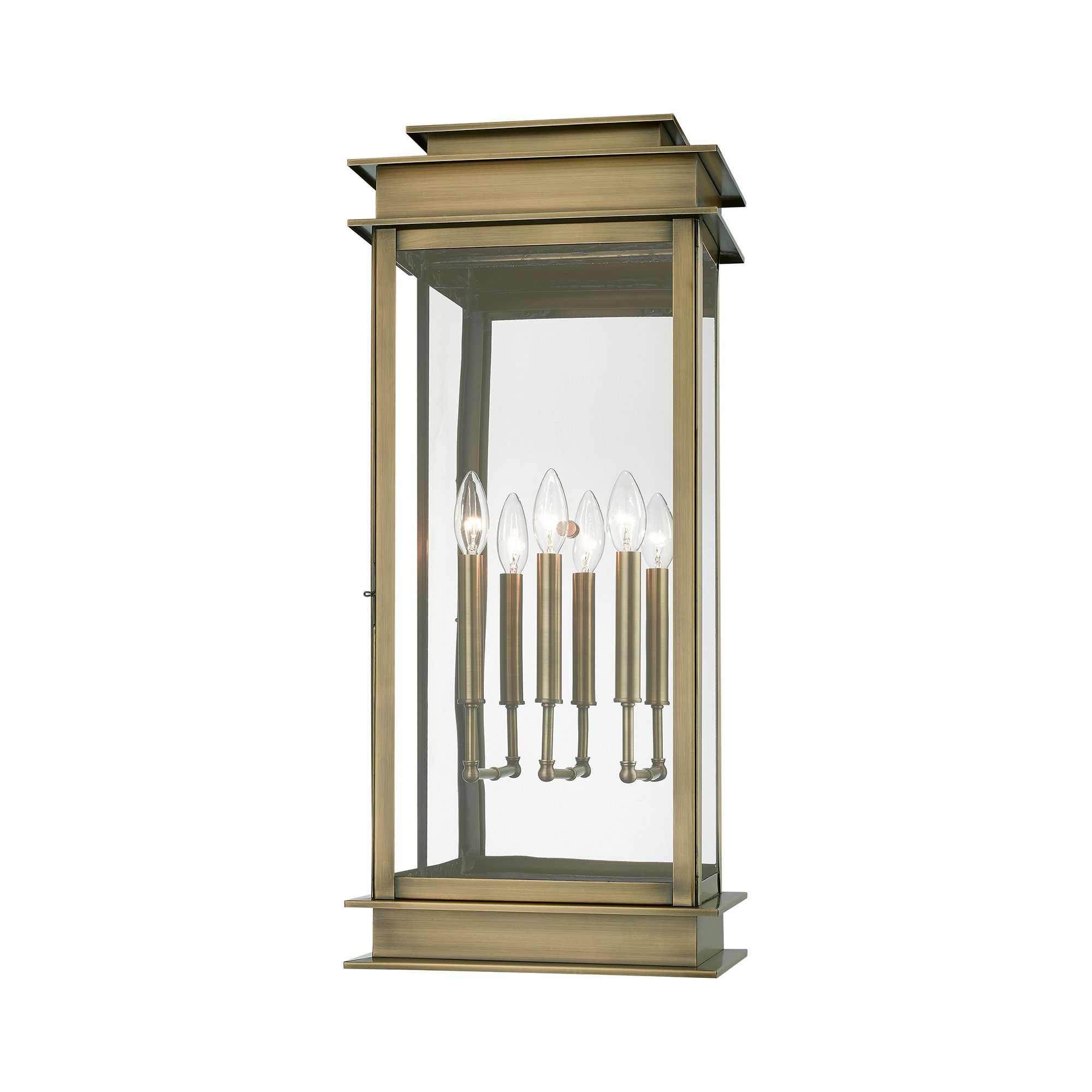 Image 3 Princeton 28 1/2"H Antique Brass 3-Light Outdoor Wall Light more views