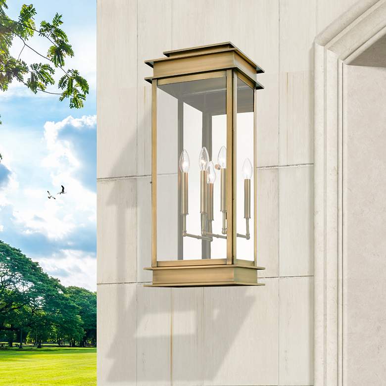 Image 1 Princeton 3 Light Antique Brass Outdoor Extra Large Wall Lantern