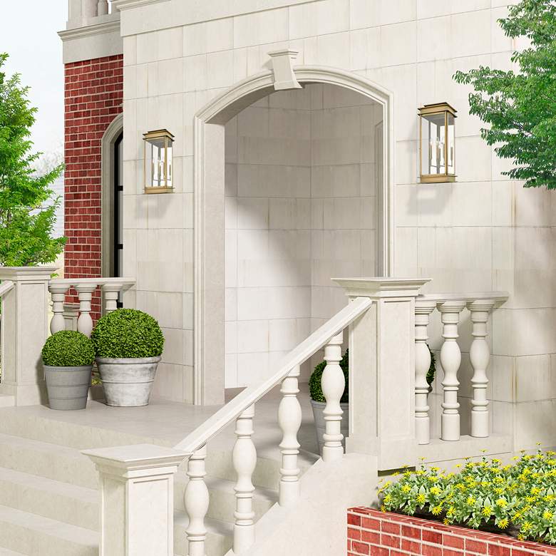 Image 7 Princeton 3 Light Antique Brass Outdoor Extra Large Wall Lantern more views
