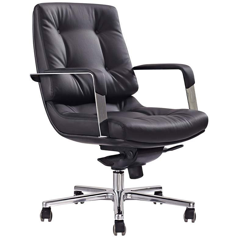 Image 1 Princeton Low Back Black Faux Leather Office Chair
