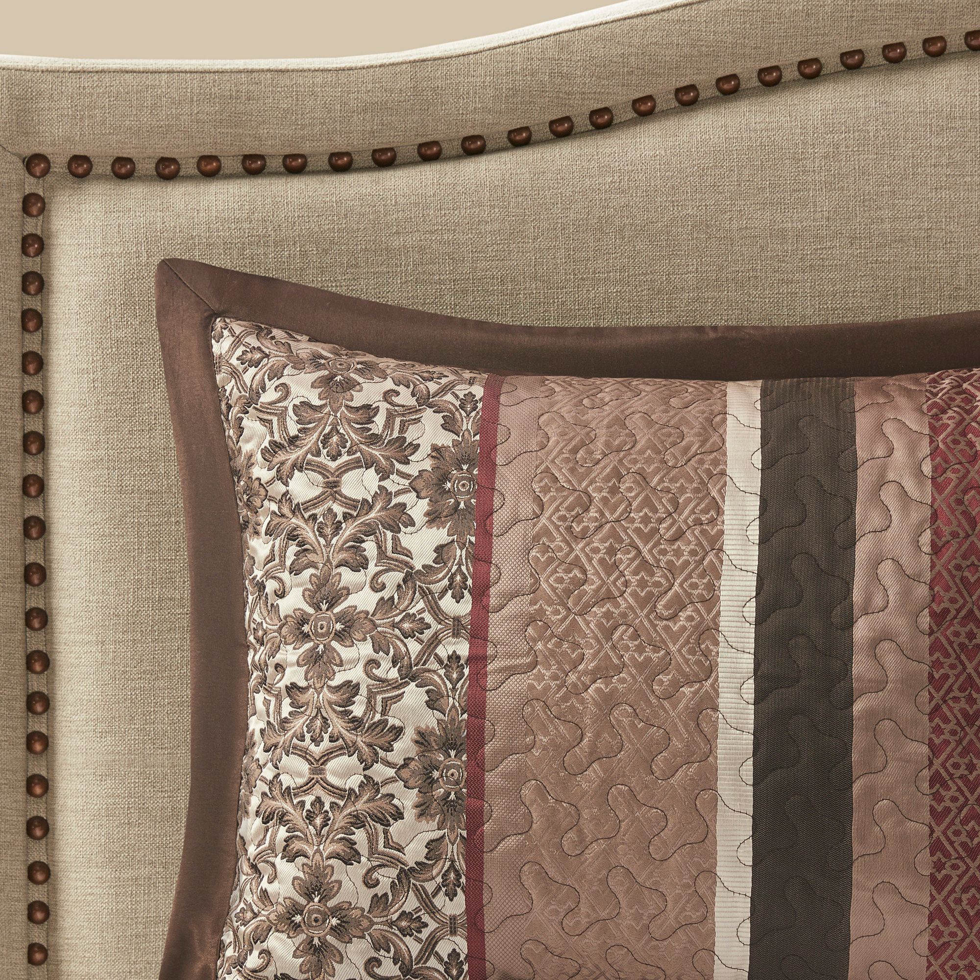 Princeton Red Jacquard Queen 5-Piece Bedspread Set