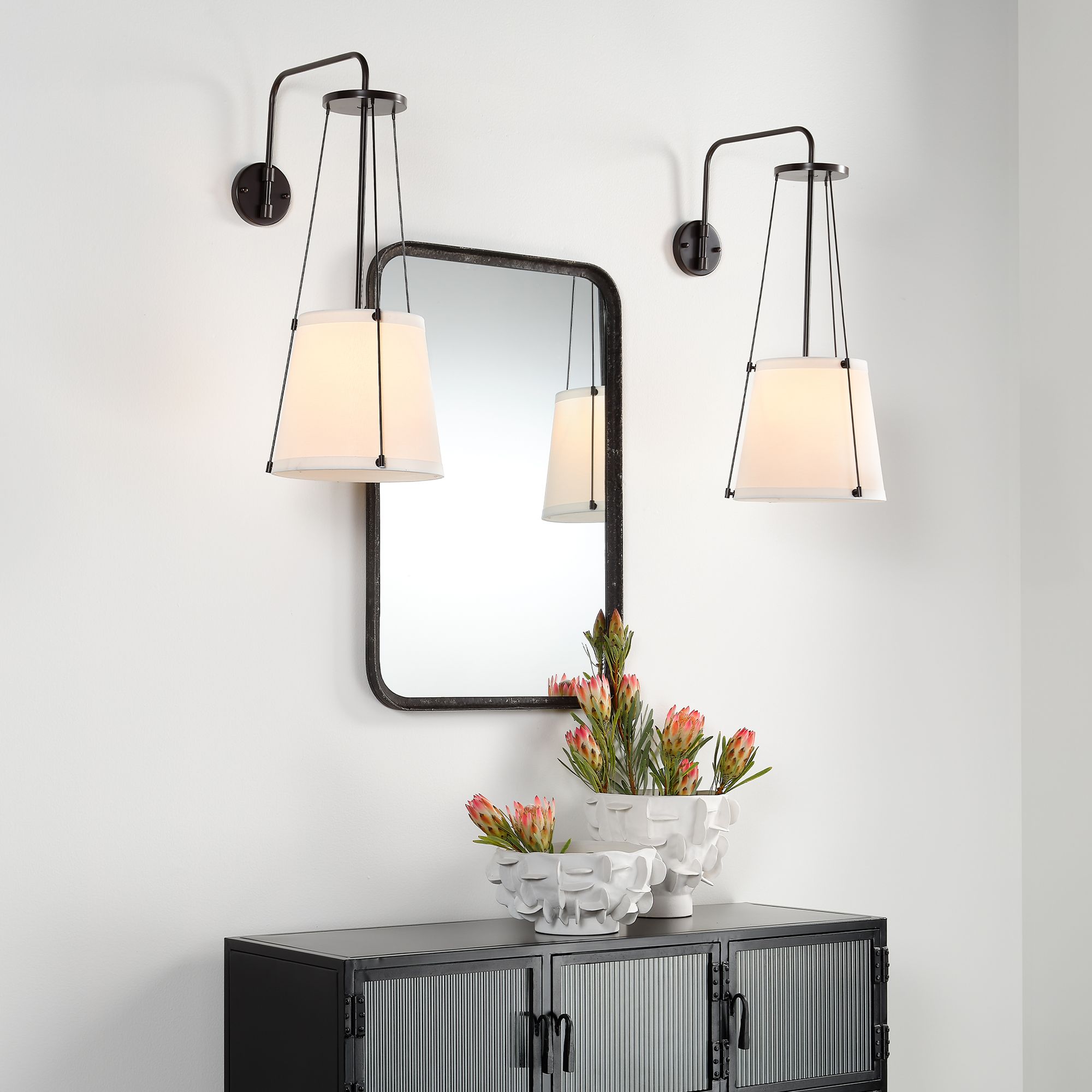 Principle Distressed Black Metal 24" x 36" Wall Mirror