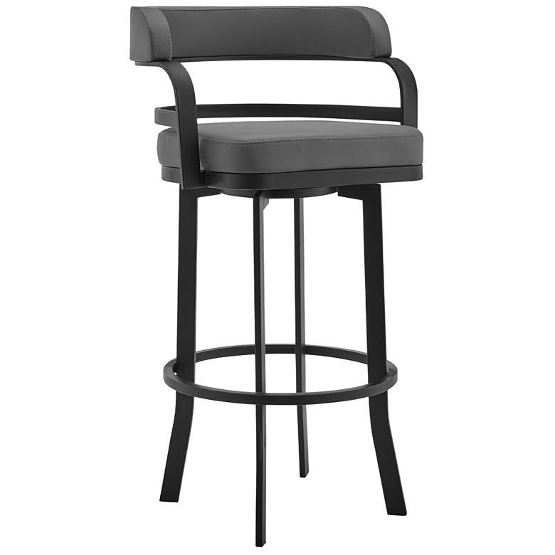 Image 1 Prinz 26 in. Swivel Barstool in Grey Faux Leather and Metal