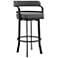 Prinz 26 in. Swivel Barstool in Grey Faux Leather and Metal
