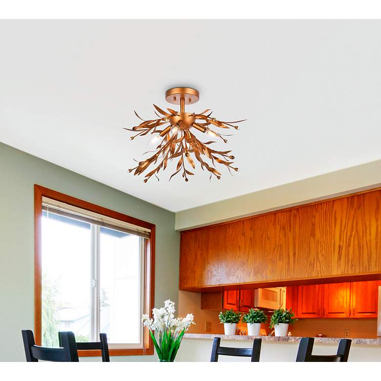 Image 3 Priscilla 18 1/2"W Gold Leaf 4-Light Ceiling Light more views
