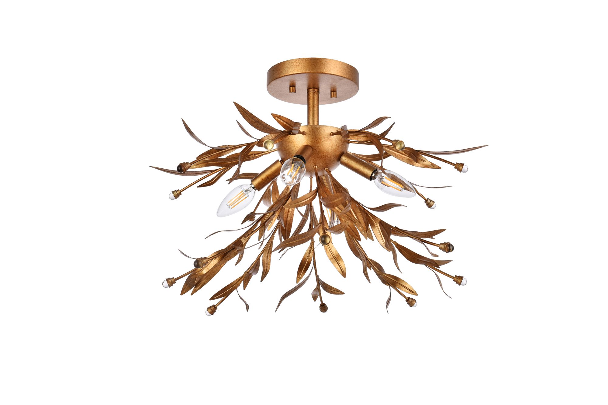 Priscilla 18 1/2"W Gold Leaf 4-Light Ceiling Light