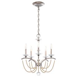 Priscilla 22"H x 18"W 5-Light Crystal Chandelier in Antique Silve