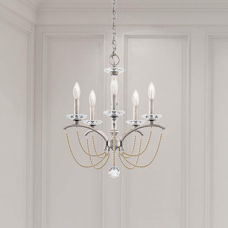 Image 1 Priscilla 22"H x 18"W 5-Light Crystal Chandelier in Antique Silve