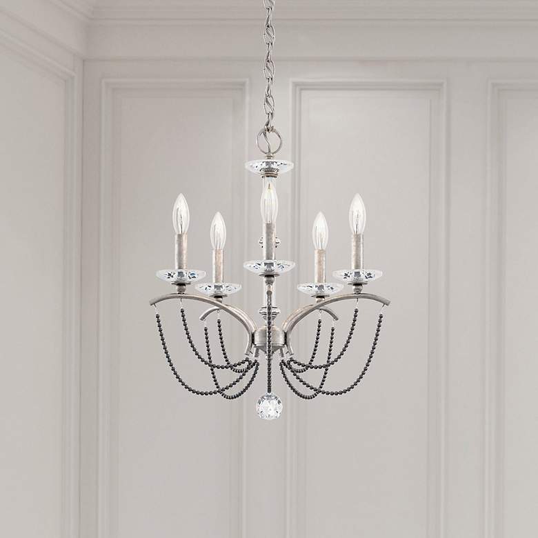 Image 1 Priscilla 22"H x 18"W 5-Light Crystal Chandelier in Antique Silve
