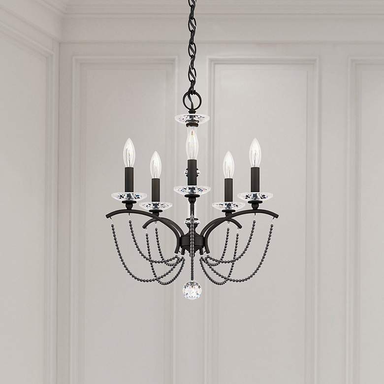 Image 1 Priscilla 22"H x 18"W 5-Light Crystal Chandelier in Black