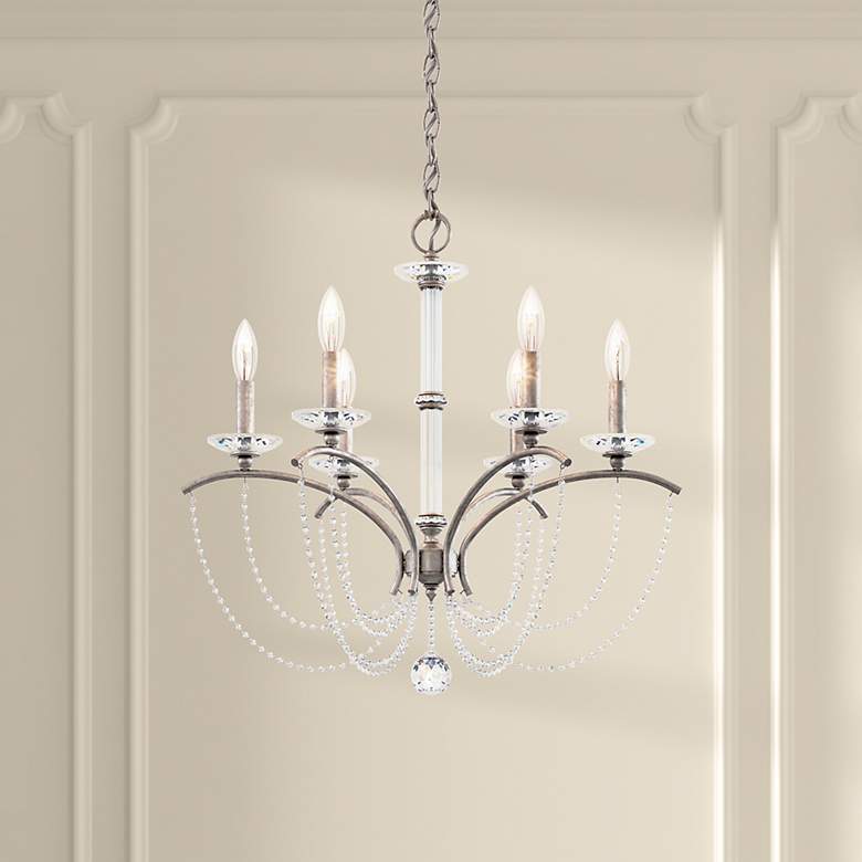 Image 1 Priscilla 23.5"H x 23.5"W 6-Light Crystal Chandelier in Antique S