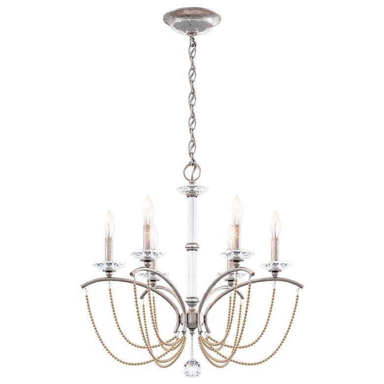 Image 2 Priscilla 23.5"H x 23.5"W 6-Light Crystal Chandelier in Antique S
