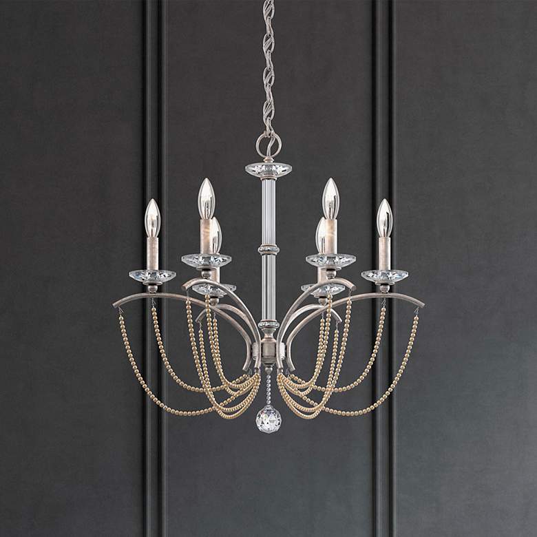 Image 1 Priscilla 23.5"H x 23.5"W 6-Light Crystal Chandelier in Antique S