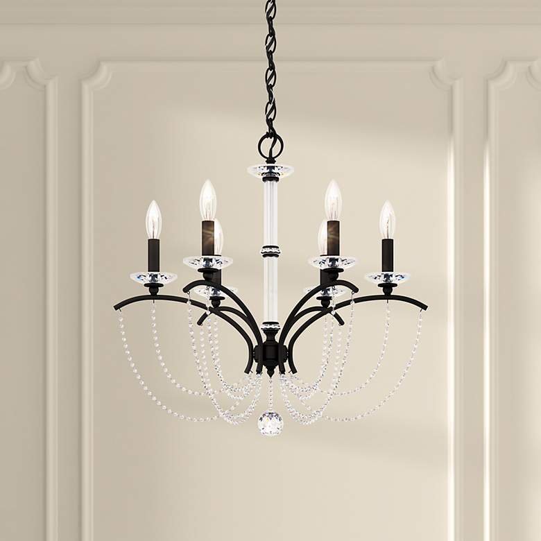 Image 1 Priscilla 23.5"H x 23.5"W 6-Light Crystal Chandelier in Black