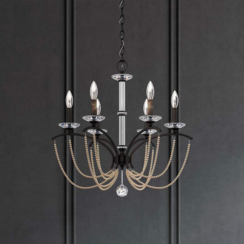 Image 1 Priscilla 23.5"H x 23.5"W 6-Light Crystal Chandelier in Black