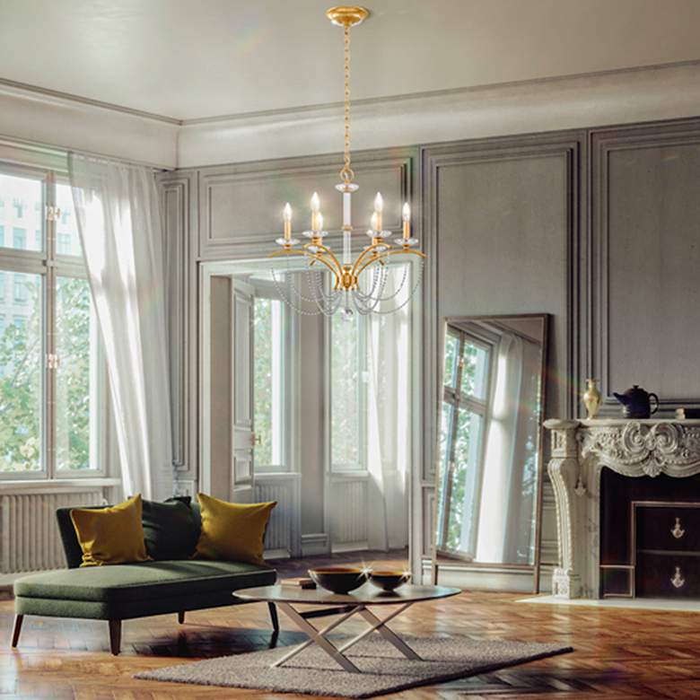 Image 6 Priscilla 23.5"H x 23.5"W 6-Light Crystal Chandelier in Black more views