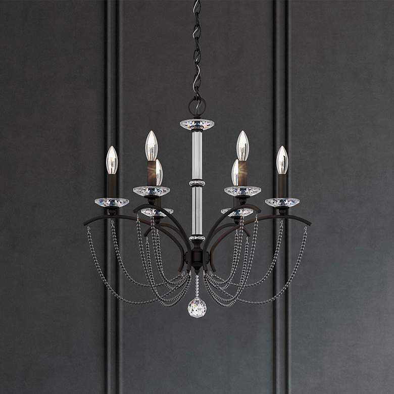 Image 1 Priscilla 23.5"H x 23.5"W 6-Light Crystal Chandelier in Black