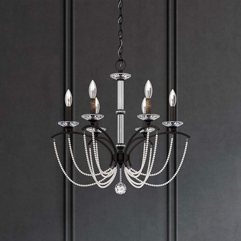 Image 1 Priscilla 23.5"H x 23.5"W 6-Light Crystal Chandelier in Black