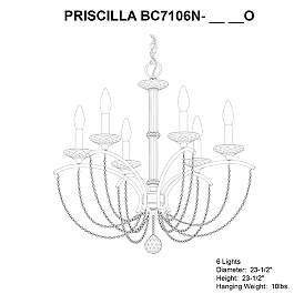 Image5 of Priscilla 23.5"H x 23.5"W 6-Light Crystal Chandelier in Heirloom more views