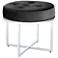 Priscilla Black Velvet Tufted Metal Round Accent Stool