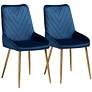 Priscilla Navy Blue Velvet Dining Chairs Set of 2
