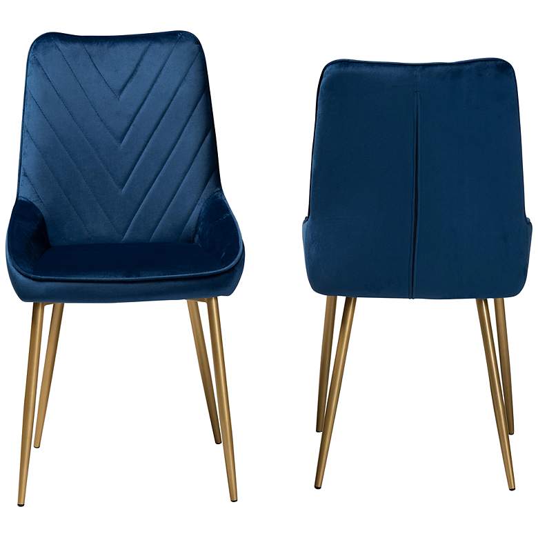 Image 5 Priscilla Navy Blue Velvet Dining Chairs Set of 2 more views