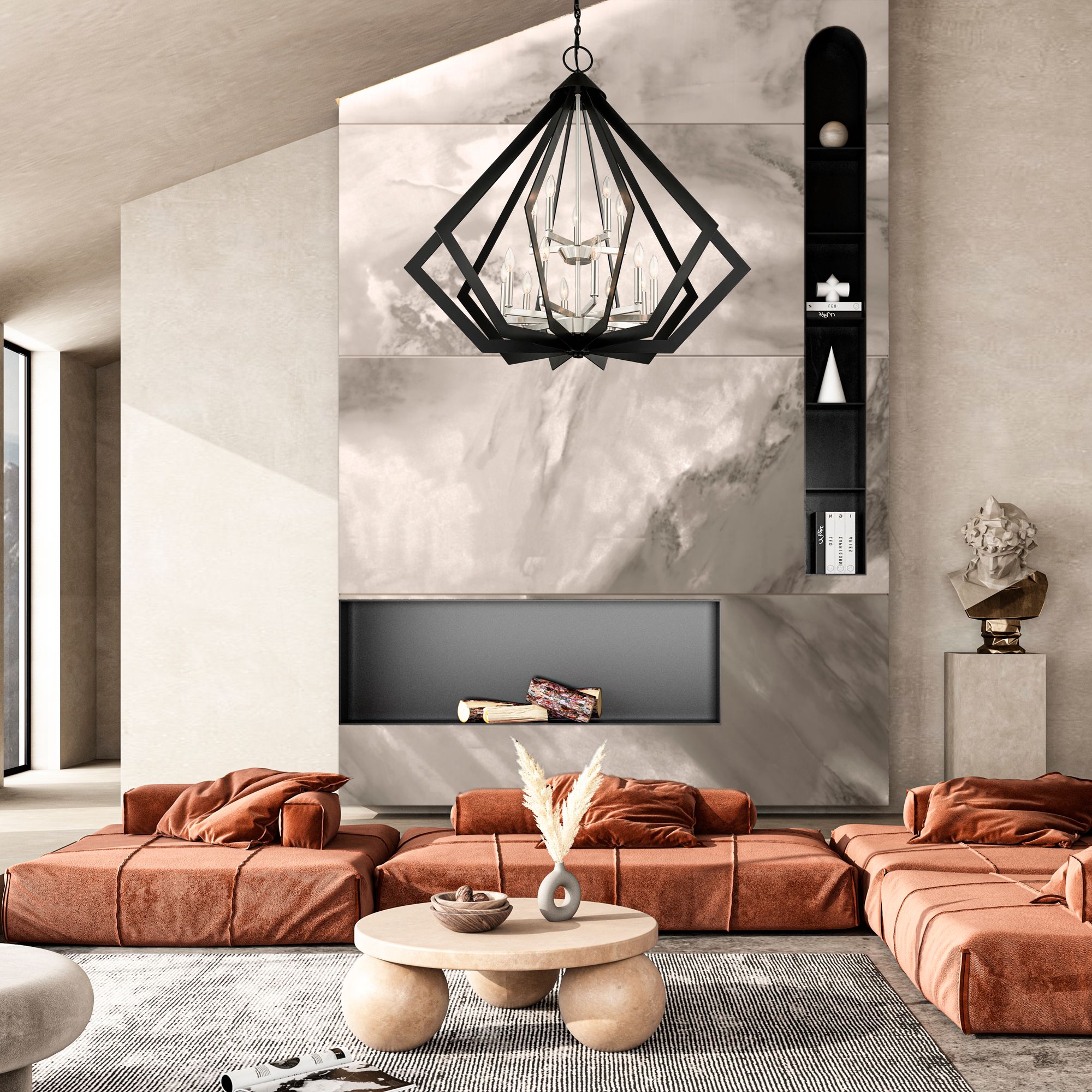 Prism 15 Light Black Foyer Chandelier