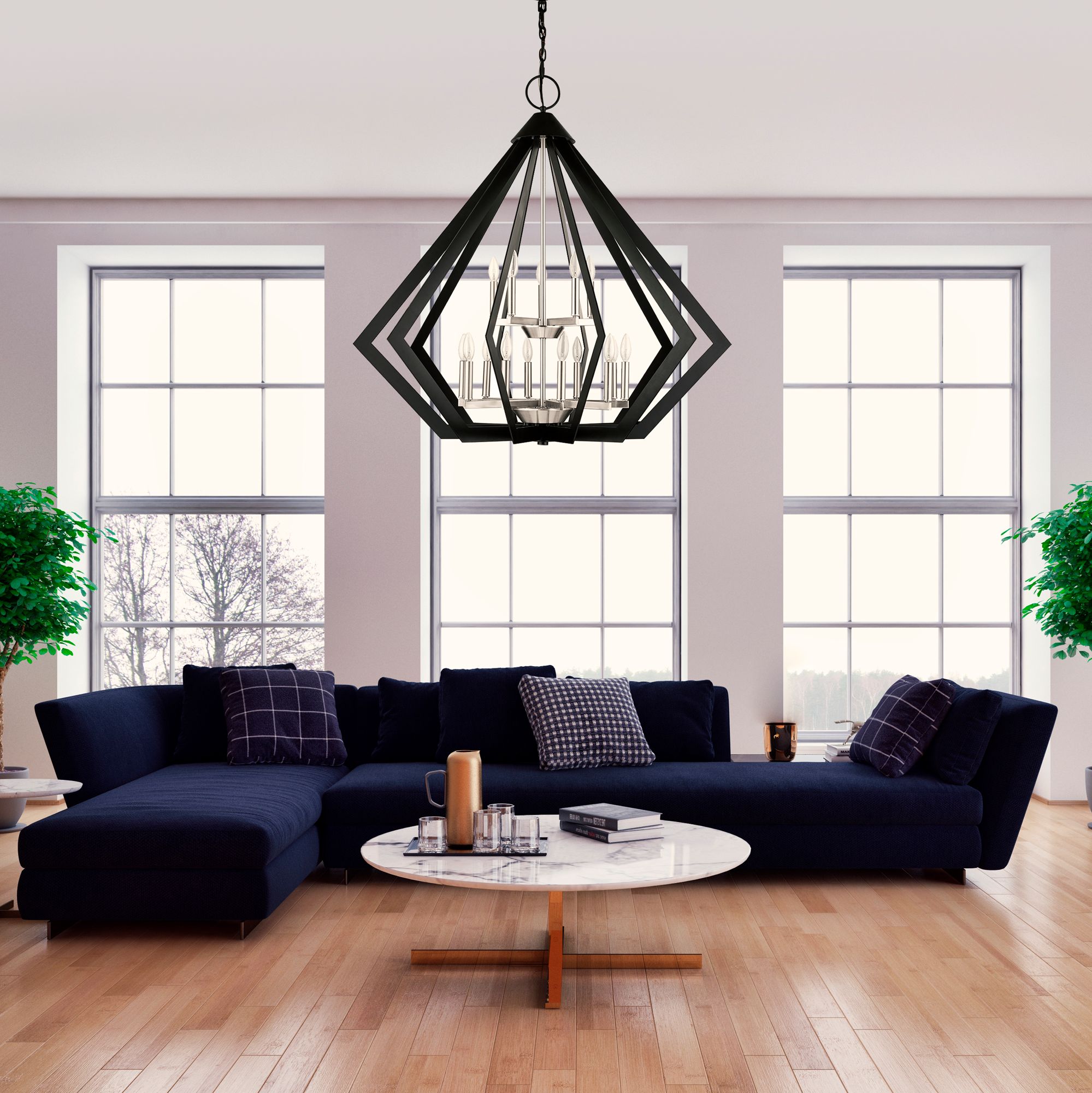 Prism 15 Light Black Foyer Chandelier