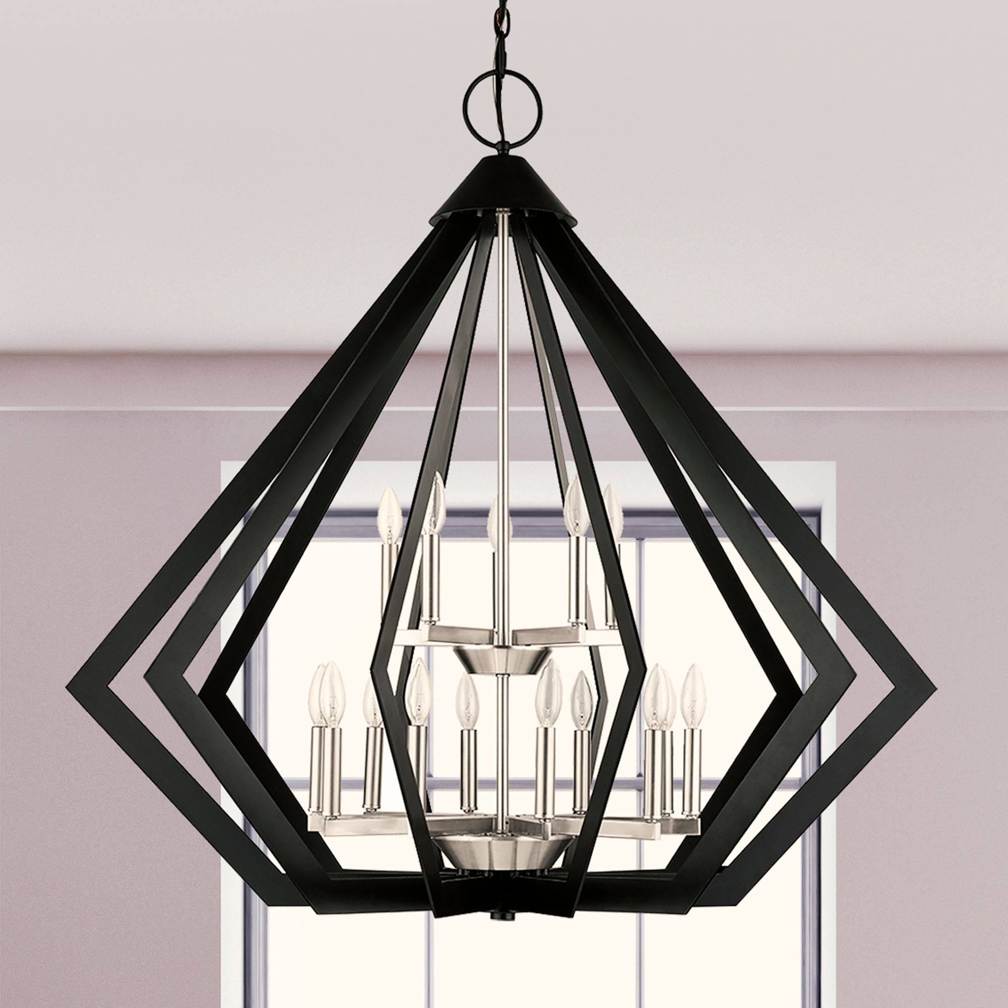 Prism 15 Light Black Foyer Chandelier