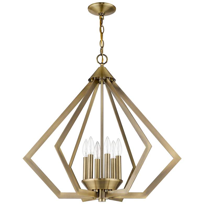 Image 4 Prism 26" Wide Antique Brass 6-Light Chandelier more views