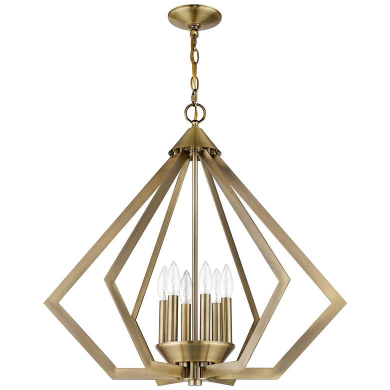 Image 4 Prism 26 inch Wide Antique Brass 6-Light Chandelier more views