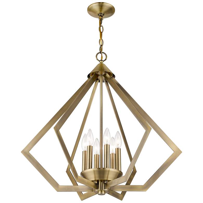 Image 5 Prism 26" Wide Antique Brass 6-Light Chandelier more views