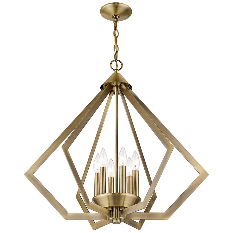 Image 5 Prism 26 inch Wide Antique Brass 6-Light Chandelier more views