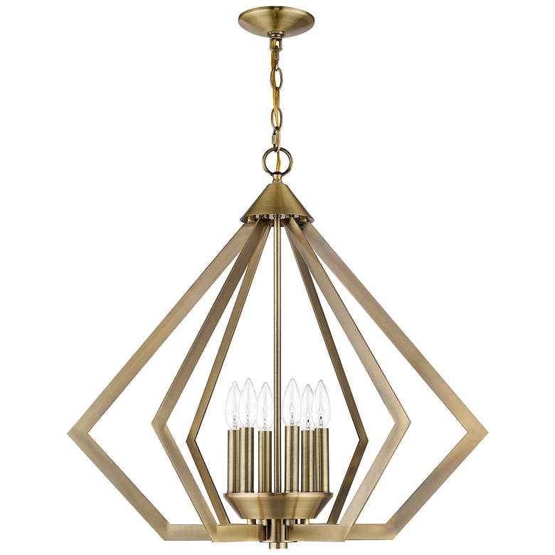 Image 6 Prism 26" Wide Antique Brass 6-Light Chandelier more views
