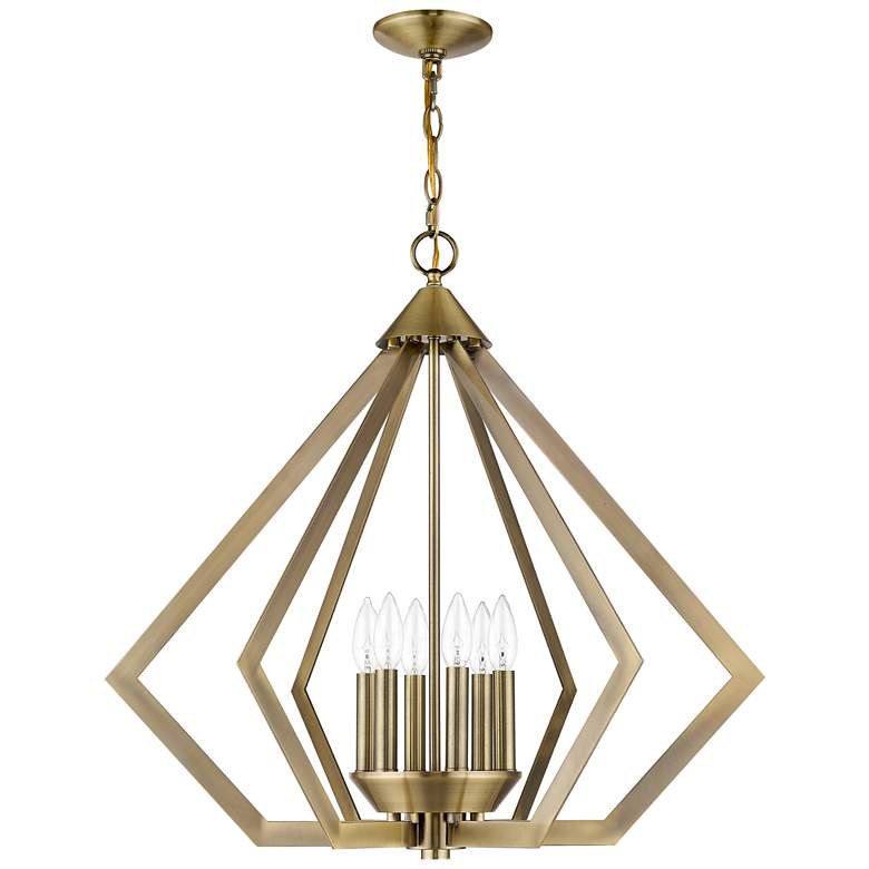 Image 6 Prism 26 inch Wide Antique Brass 6-Light Chandelier more views