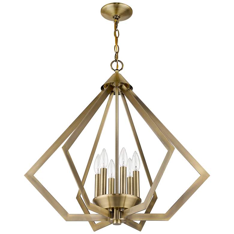 Image 7 Prism 26" Wide Antique Brass 6-Light Chandelier more views