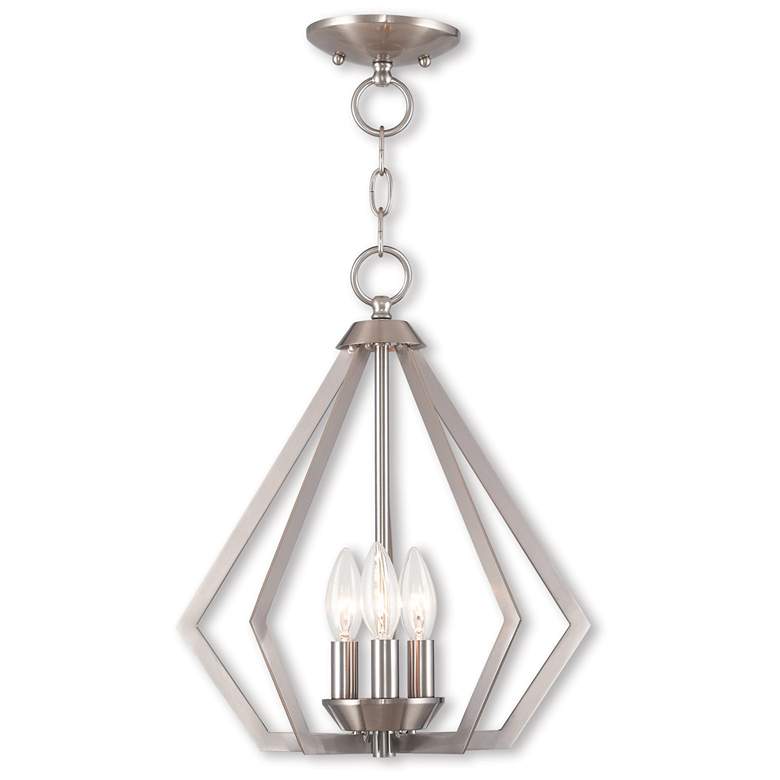 Image 1 Prism 3 Light Brushed Nickel Convertible Mini Chandelier/Ceiling Mount