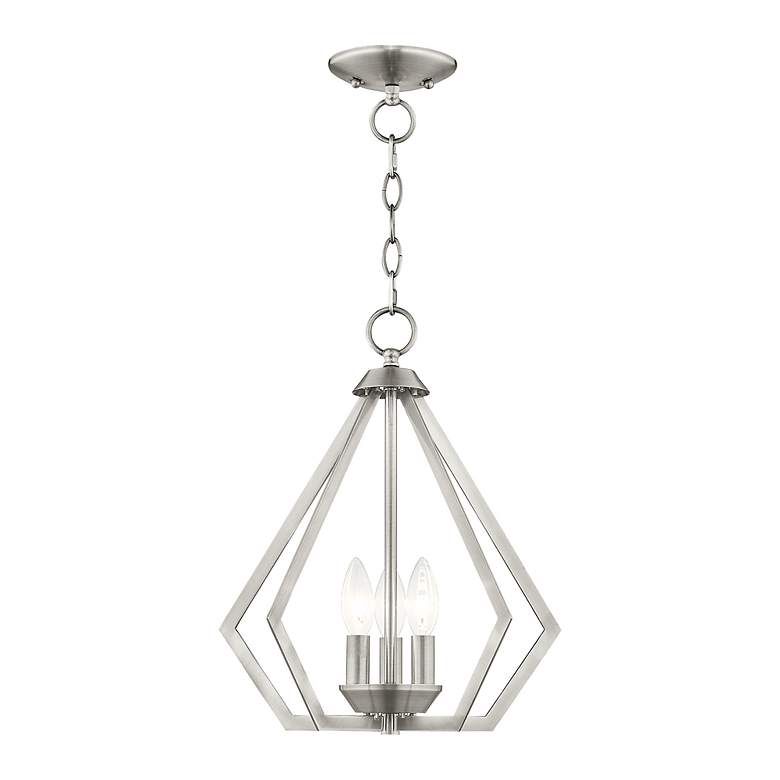 Image 3 Prism 3 Light Brushed Nickel Convertible Mini Chandelier/Ceiling Mount more views