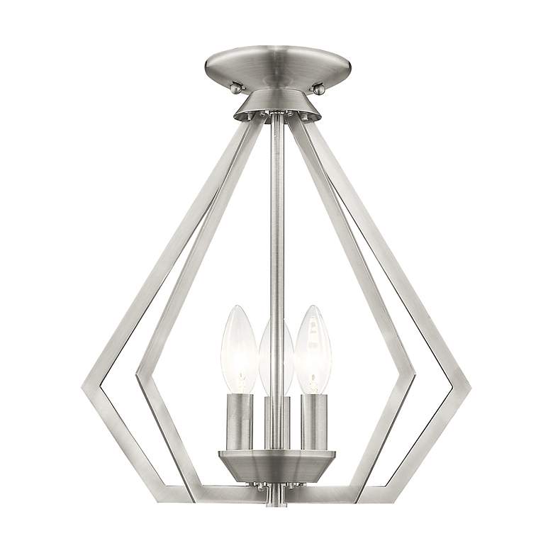 Image 5 Prism 3 Light Brushed Nickel Convertible Mini Chandelier/Ceiling Mount more views