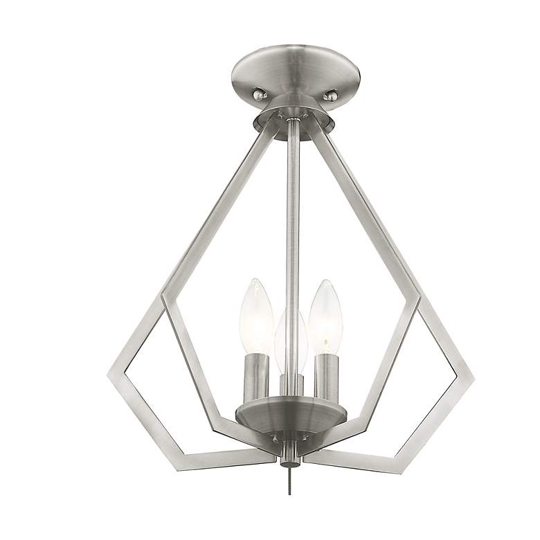 Image 6 Prism 3 Light Brushed Nickel Convertible Mini Chandelier/Ceiling Mount more views