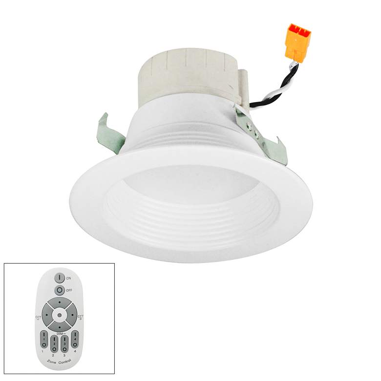 Image 1 Prism 4 inch White LED Master Remote Retrofit Baffle Downlight