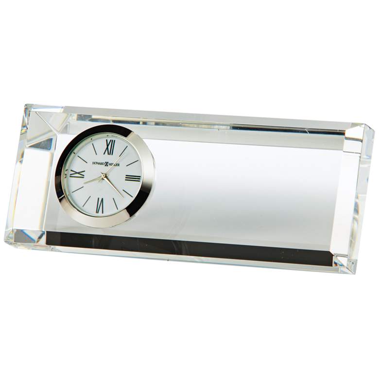 Image 1 Prism 5" Wide Small Crystal Glass Table Clock