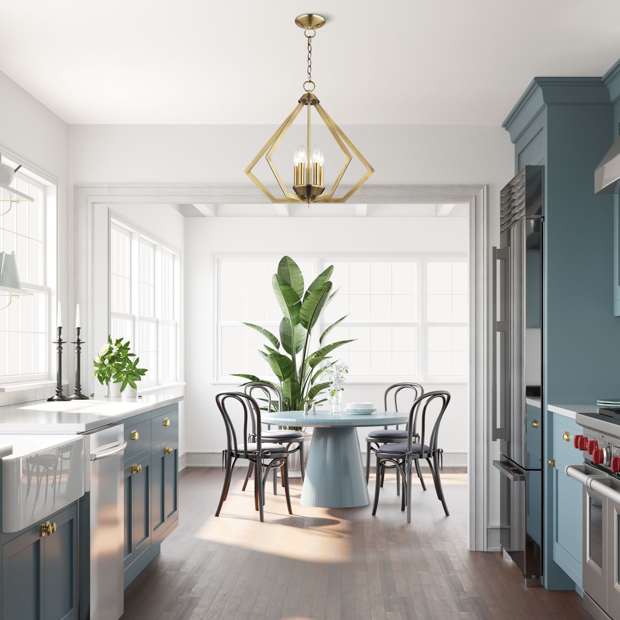 Image 5 Prism 5 Light Antique Brass Chandelier more views