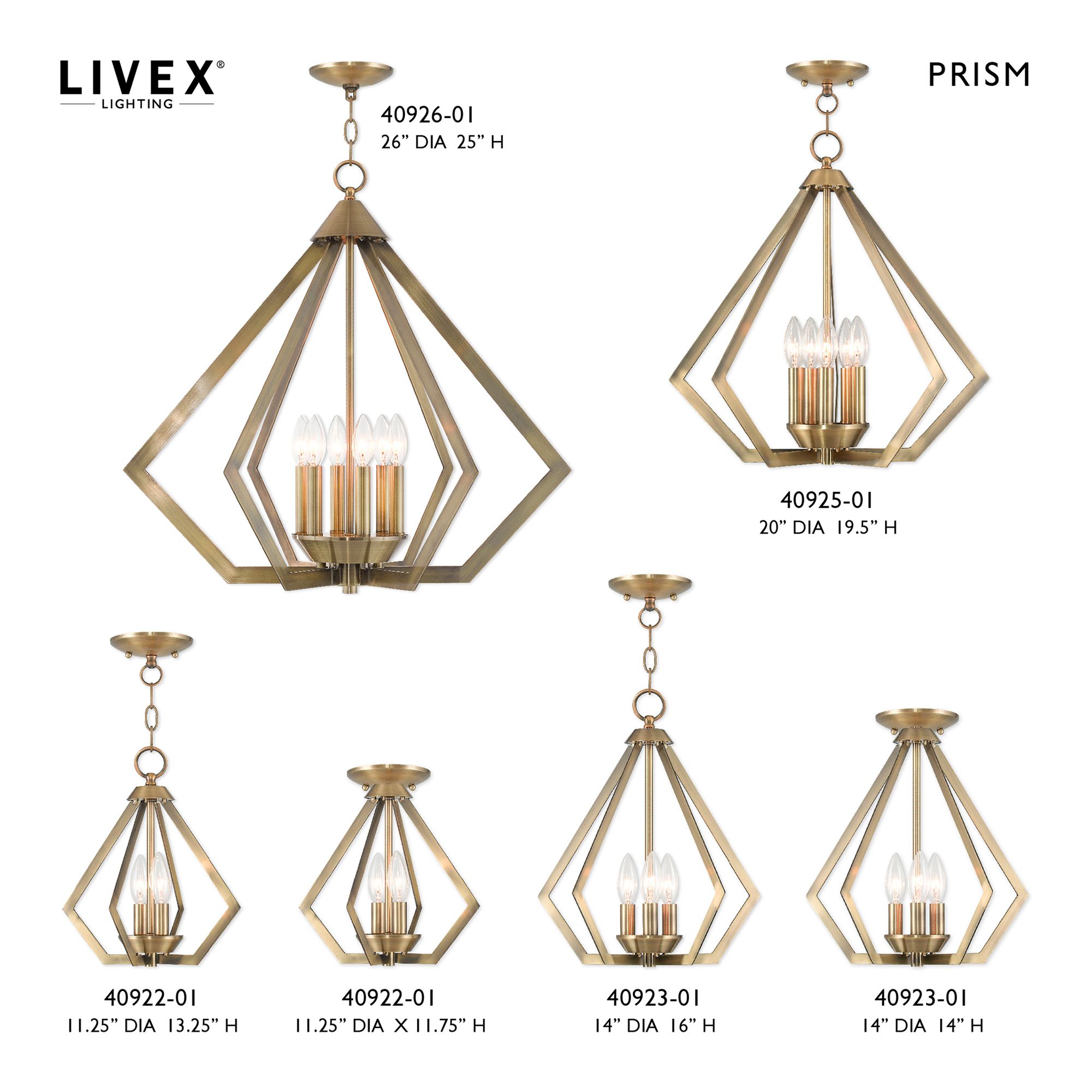 Image 6 Prism 5 Light Antique Brass Chandelier more views