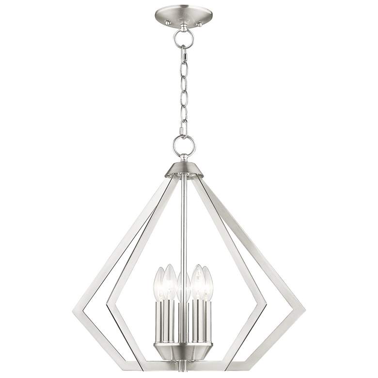 Image 1 Prism 5 Light Brushed Nickel Chandelier