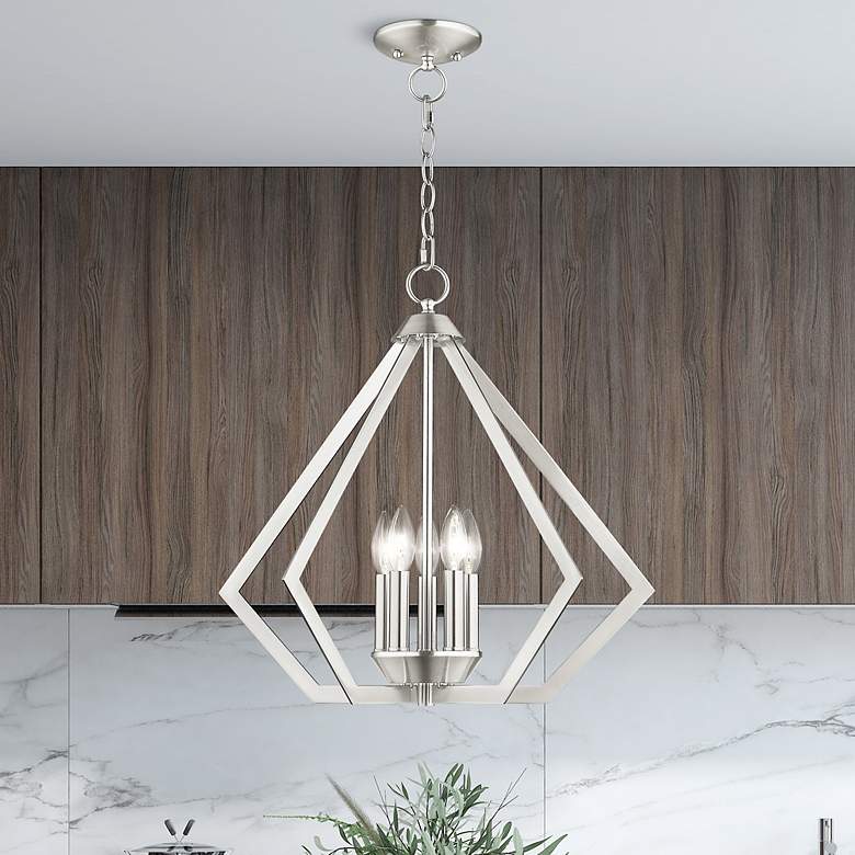 Image 1 Prism 5 Light Brushed Nickel Chandelier