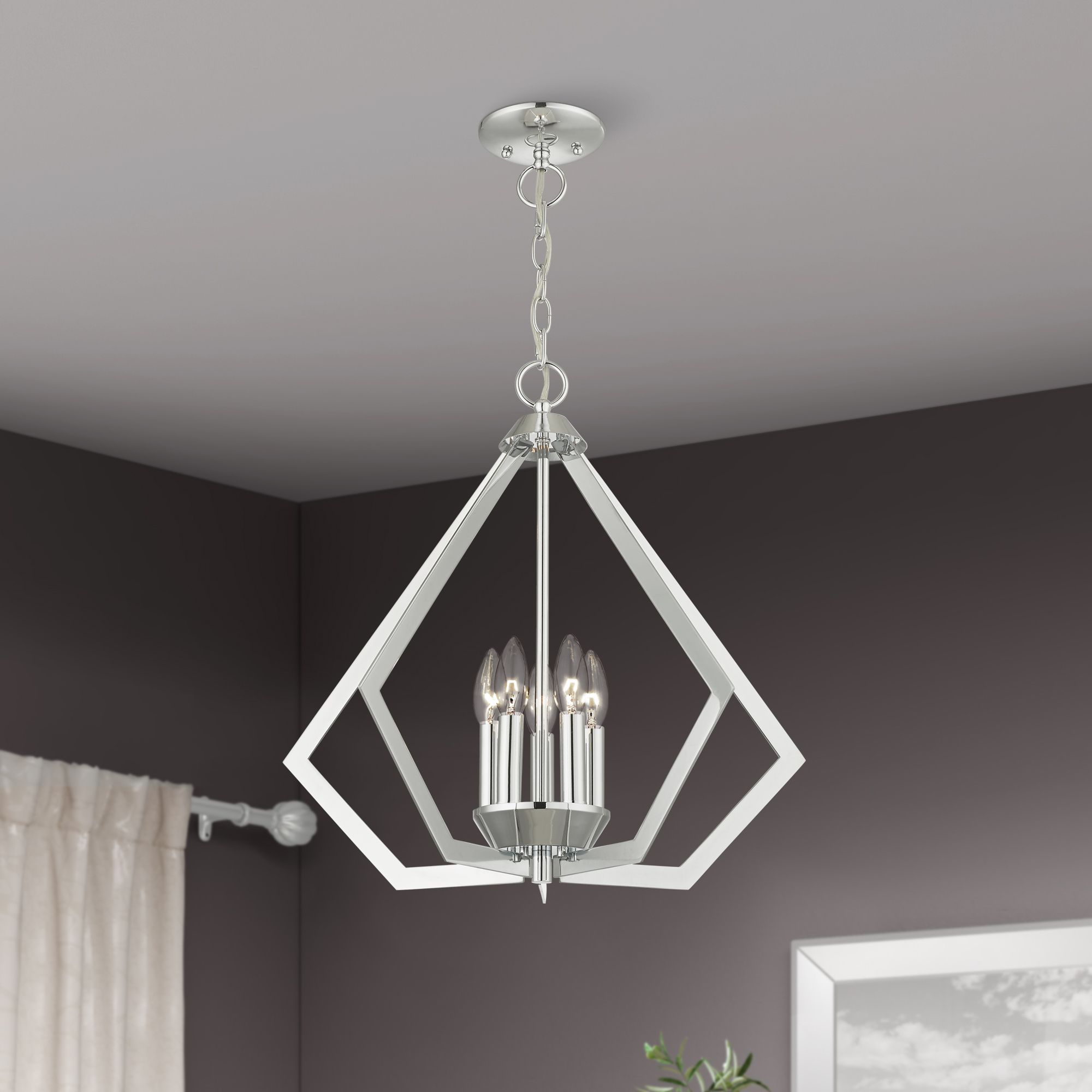 Prism 5 Light Polished Chrome Chandelier